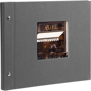 Schroefalbum Bella Vista grijs 30x25 cm zwarte paginas