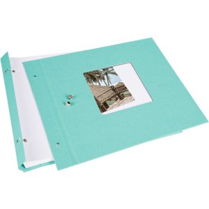 Schroefalbum Bella Vista aqua 30x25 cm witte paginas