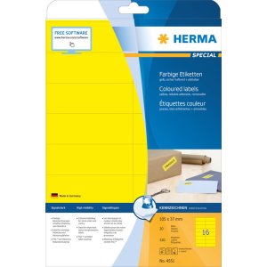 Herma speciale gekleurde etiketten a4, 105 x 37 mm, geel...