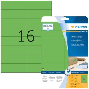 Herma speciale gekleurde etiketten a4, 105 x 37 mm, groen verwijderbaar papier mat