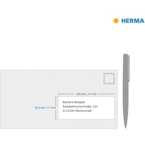 Herma speciale gekleurde etiketten a4, 105 x 42,3 mm, blauw, permanente kleefstof