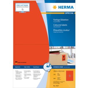 Herma speciale gekleurde etiketten a4, 199,6 x 143,5 mm,...