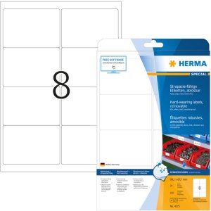 Herma speciale Weerbestendige folie-etiketten a4, 99,1 x 67 mm, wit, zeer sterk klevend, verwijderbaar