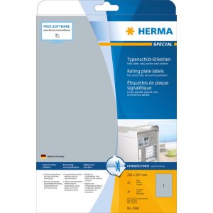 Herma speciale typeplaatjes etiketten, zilver, a4, 210 x...