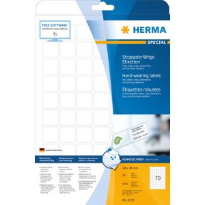 Herma Weerbestendige folie-etiketten a4, 24 x 24 mm, wit,...