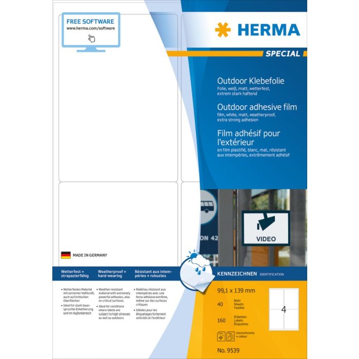 Herma speciale Weerbestendige outdoor folie-etiketten a4, 99,1 x 139 mm, wit, zeer sterke kleefkracht, rekbaar