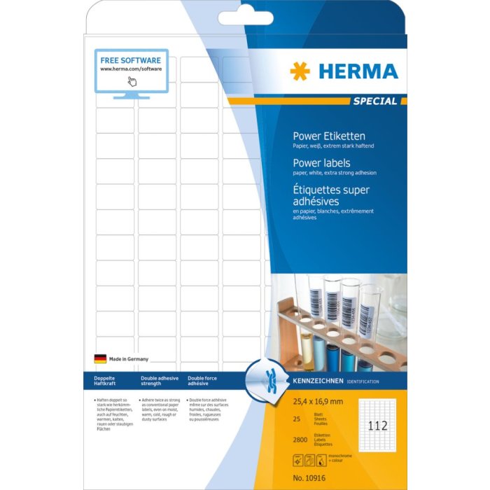 Herma speciale Power-etiketten a4, 25,4 x 16,9 mm, wit, zeer sterk klevend, gemaakt van papier