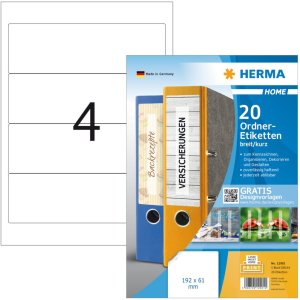 Herma home verwijderbare dossieretiketten a4, 192 x 61...