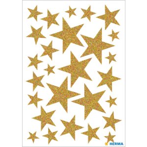 Herma magische sticker sterren goud, glittery