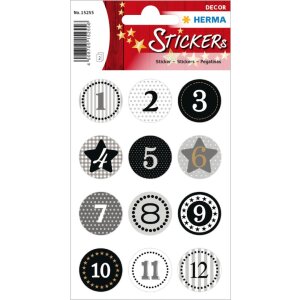 Herma decor Advent Kalender Stickers 1-24, Zwart Goud...