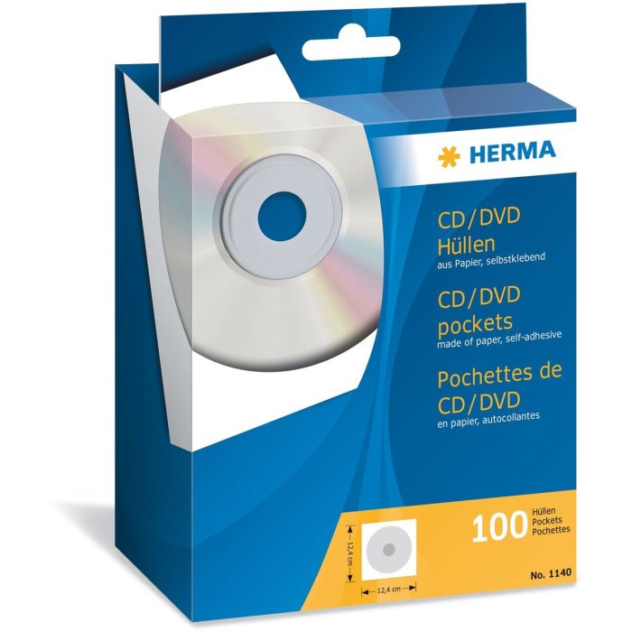 herma CD-DVD hoesjes zelfklevend wit 100 stuks