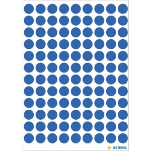 Multifunctionele etiketten blauw ø 8 mm rond papier mat 540 st.