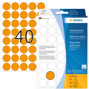 Multifunctionele etiketten helder oranje ø 19 mm...