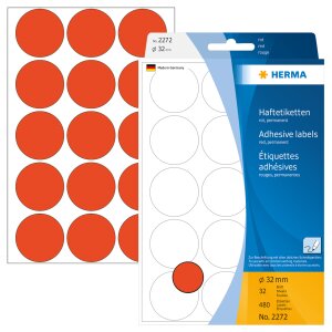 Multifunctionele etiketten rood ø 32 mm rond...