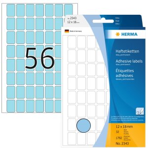 Multifunctionele etiketten blauw 12x18 mm papier mat 1792 st.