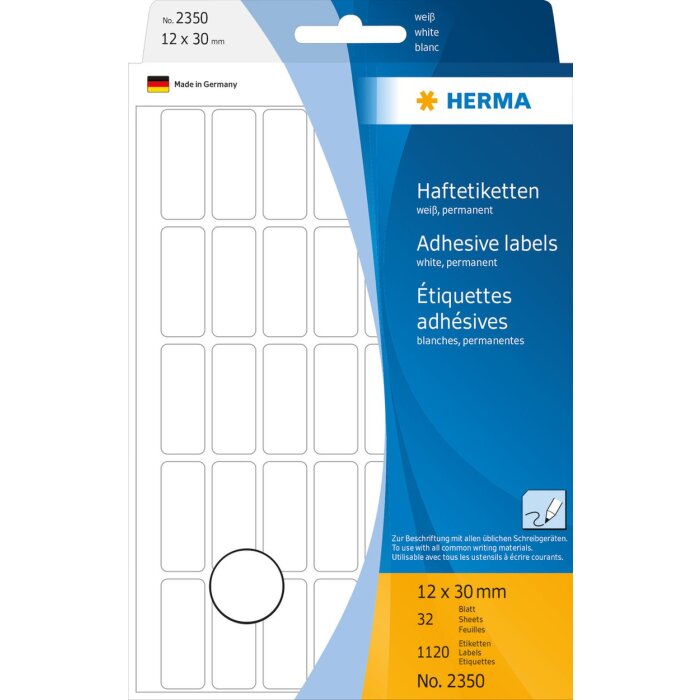 Multifunctionele etiketten wit 12x30 mm papier mat 1120 st.