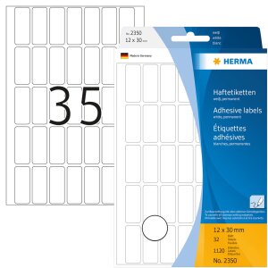 Multifunctionele etiketten wit 12x30 mm papier mat 1120 st.