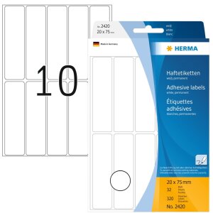 Multifunctionele etiketten wit 20x75 mm papier mat 320 st.