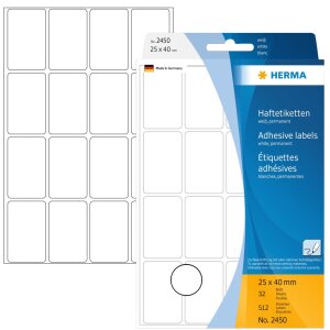 Multifunctionele etiketten wit 25x40 mm papier mat 512 st.