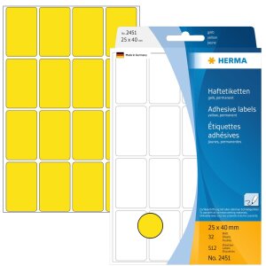 Multifunctionele etiketten geel 25x40 mm papier mat 512 st.