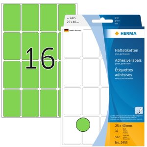 Multifunctionele etiketten groen 25x40 mm papier mat 512 st.