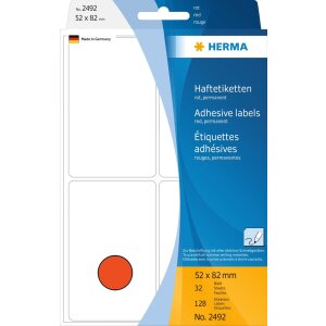 Multifunctionele etiketten rood 52x82 mm papier mat 128 st.