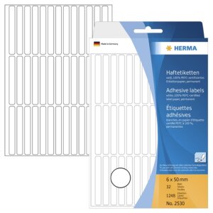 Multifunctionele etiketten wit 6x50 mm papier mat 1248 st.