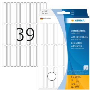 Multifunctionele etiketten wit 6x50 mm papier mat 1248 st.