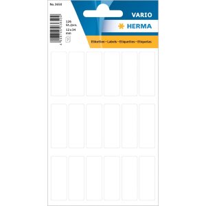 Multifunctionele etiketten wit 12x34 mm papier mat 126 st.