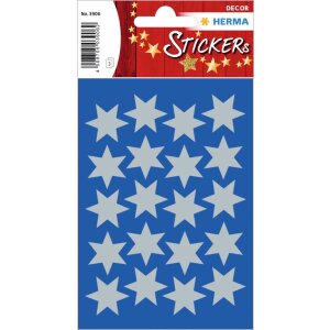 Sticker sterren, zilver ø 21 mm