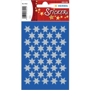 Sticker sterren, zilver ø 14 mm