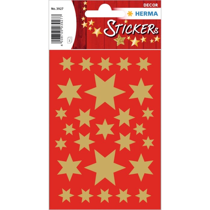 Herma Kerststicker decor sterren, goud