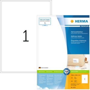 Adresetiketten Premium a4, wit 199,6x289,1 mm papier mat...