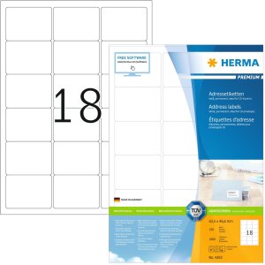 Adresetiketten Premium a4, wit 63,5x46,6 mm papier mat...