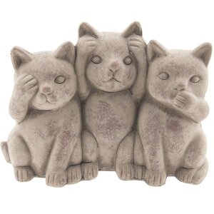 Decoratie Katten 22x10x16 cm grijs - 6TE0193