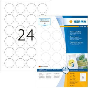 Etiketten a4 wit ø 40 mm rond Movables-verwijderbaar papier mat 2400 st.