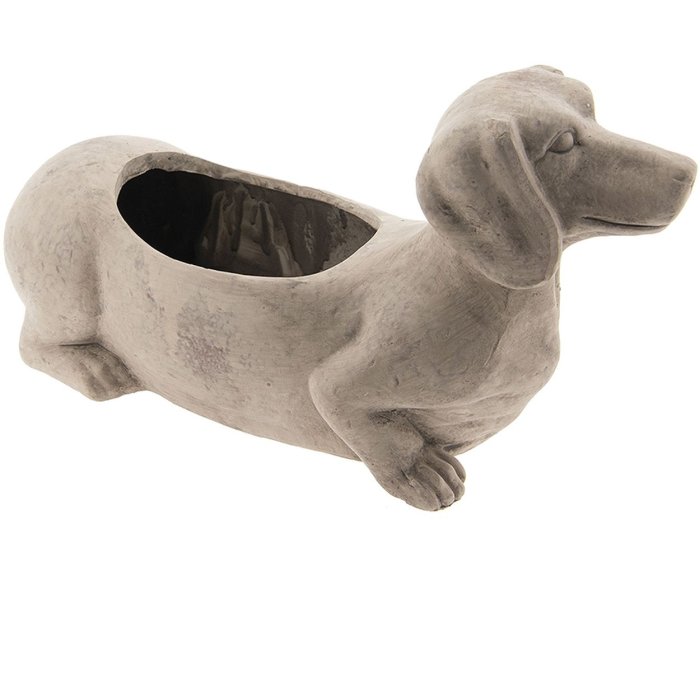 Bloempot hond 30x12x16 cm wit - 6te0201