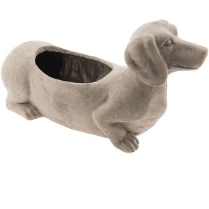 Bloempot hond 30x12x16 cm wit - 6te0201