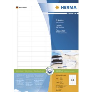 Etiketten Premium a4, wit 48,3x16,9 mm papier mat 12800 st.