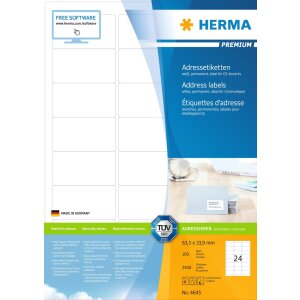 Adresetiketten Premium a4, wit 63,5x33,9 mm papier mat...