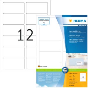 Adresetiketten Premium a4, wit 88,9x46,6 mm papier mat...