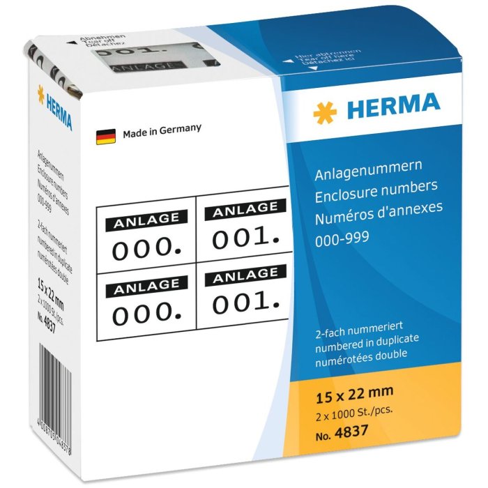 herma plantnummers zelfklevend 2-vouw 15x22 mm opdruk zwart