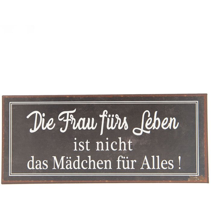 Tekstbord 6y3248 Bruin - Wit 30x13 cm Tinnen bord