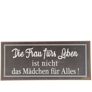 Tekstbord 6y3248 Bruin - Wit 30x13 cm Tinnen bord