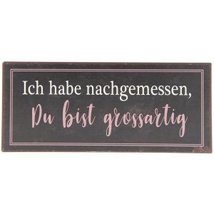 Tekstbord 6y3250 Bruin - Wit 30x13 cm Tinnen bord