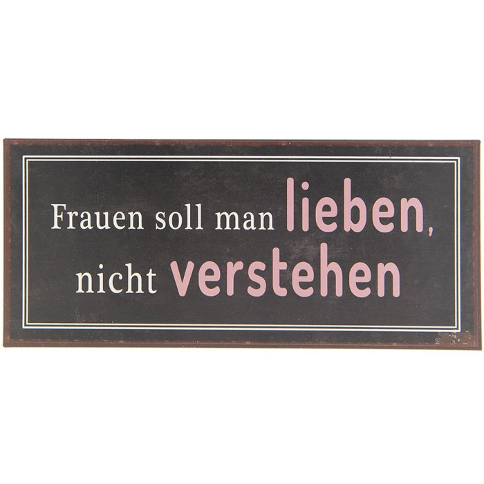 Tekstbord 6y3268d Bruin - Wit 30x13 cm Tinnen bord