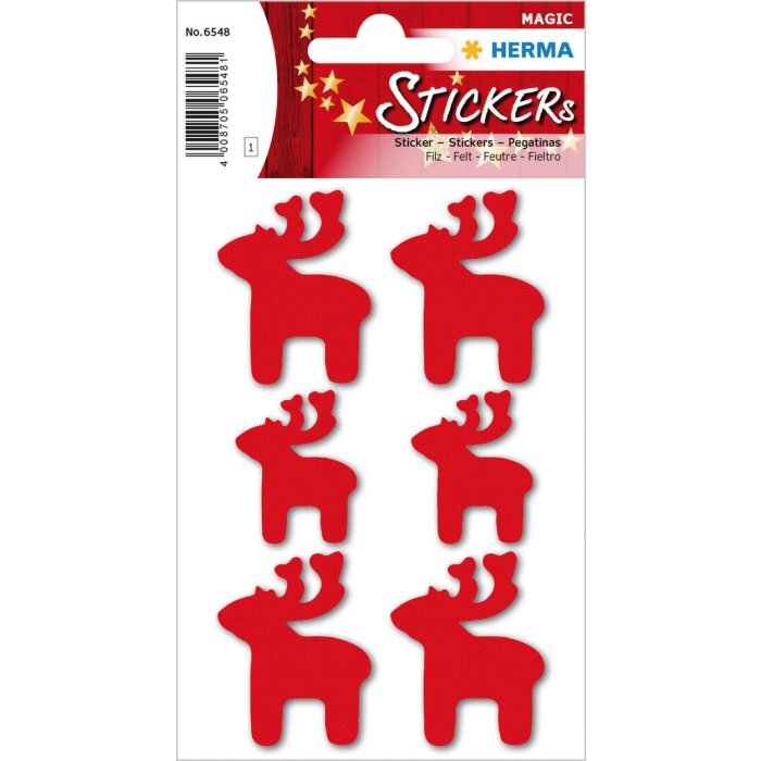 Herma Kerst Sticker Elanden Vilt Rood