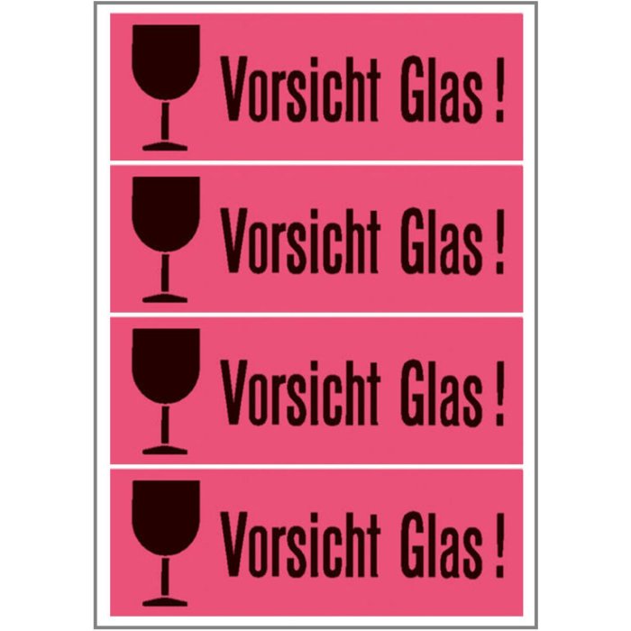 Verzendetiket voorzichtigheid glas lichtgevend rood 39x118 mm 1000 st.