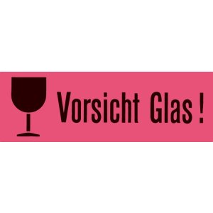 Verzendetiket voorzichtigheid glas lichtgevend rood...