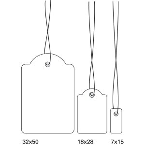 1000 stuks hangtags met rode draad 15x24 mm